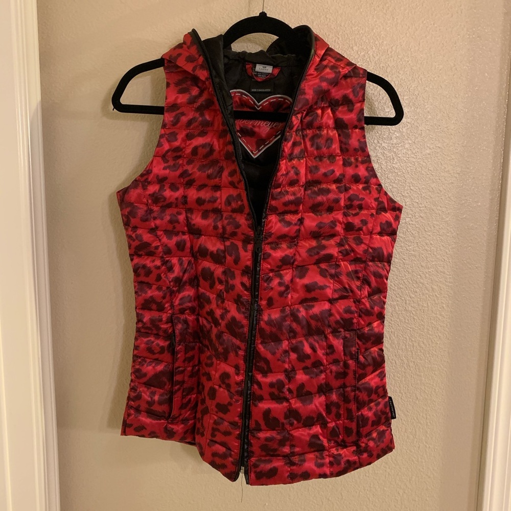 Pink Leopard Puff Vest with Hood